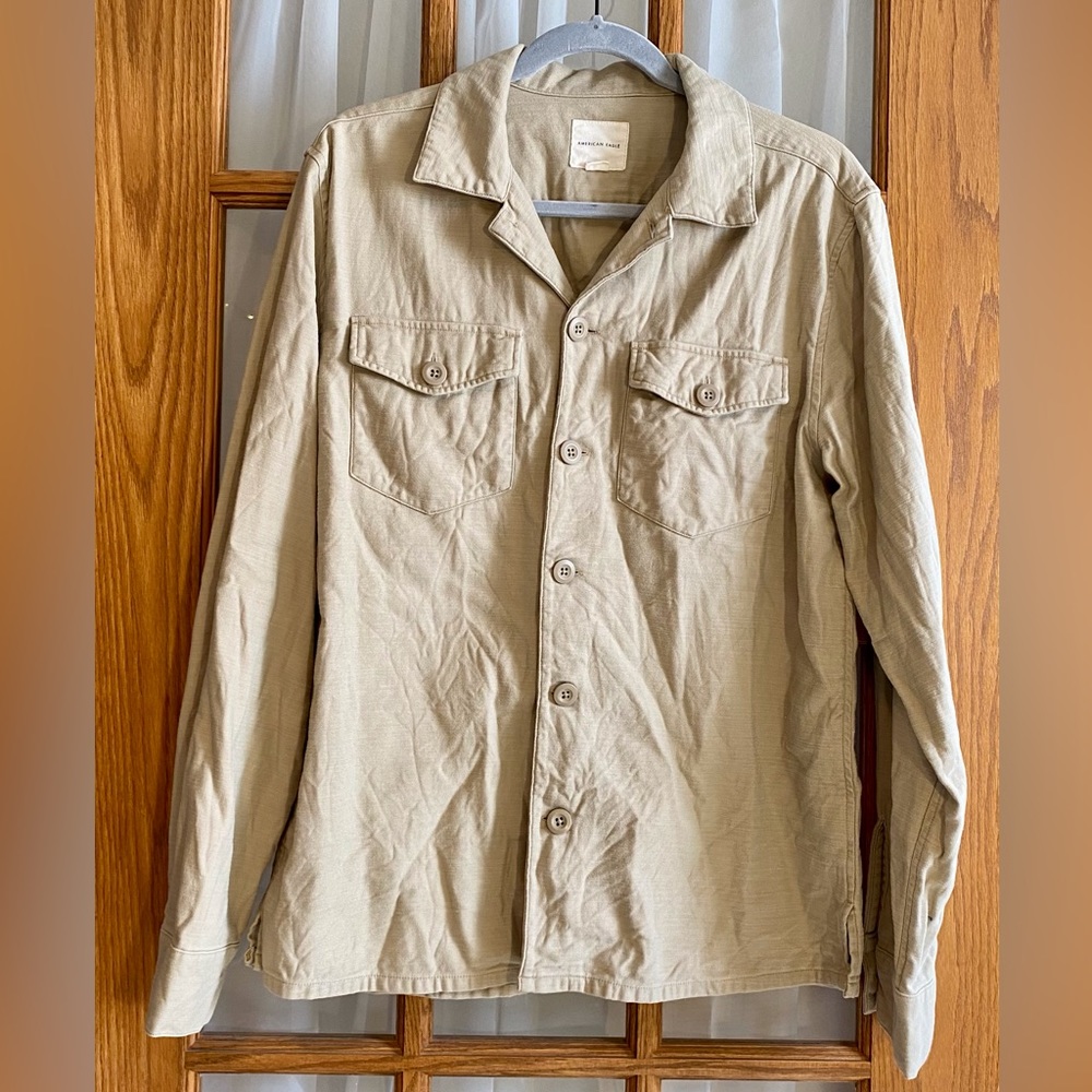 American Eagle Tan Shacket Shirt Jacket